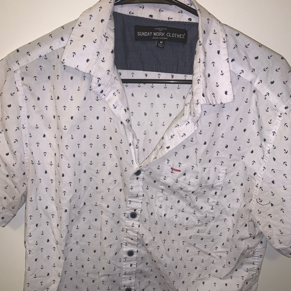 Men short sleep button down down shirt